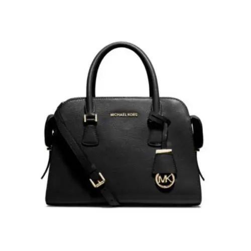 Michael Kors Harper Medium Leather Satchel Shoulder Bag Black 046