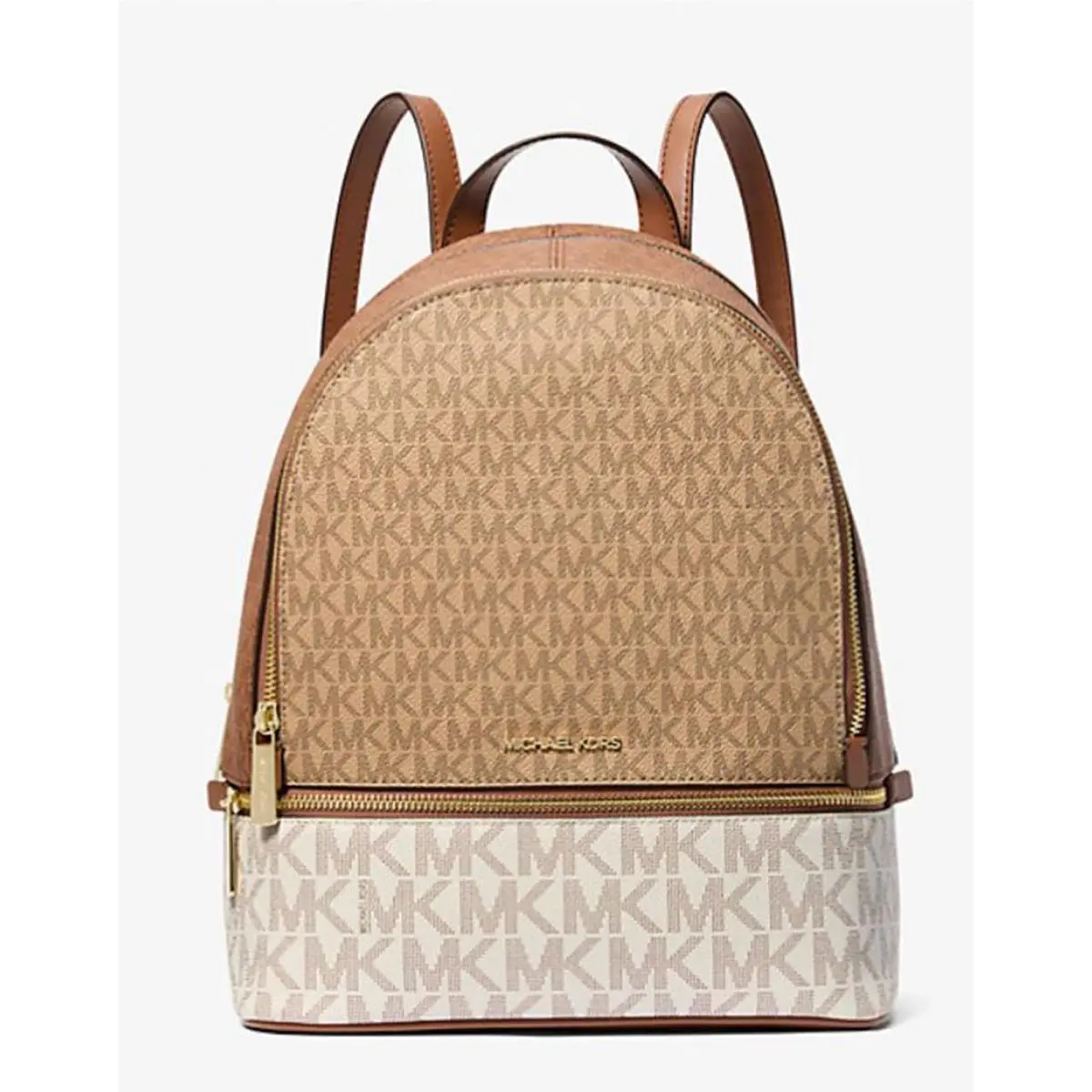 Michael Kors Rhea Medium Color-block Signature Logo Backpack Camel 35S5GRAB6V