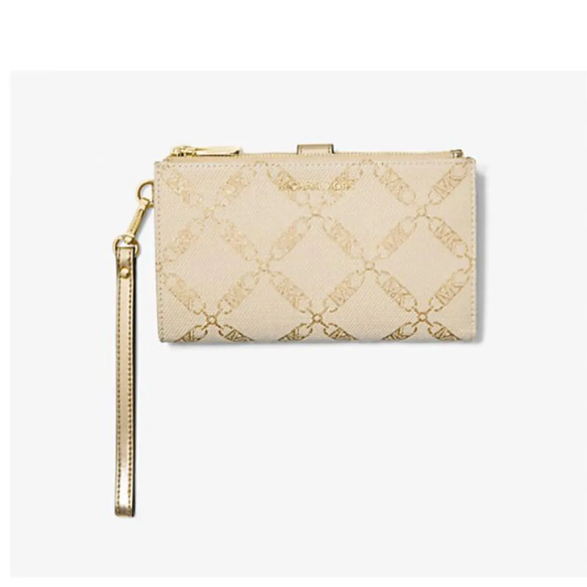Jet Set Double Zip Wristlet Natural/pale Gold One Size 32S3GJ6W4I-7 by Michael Kors