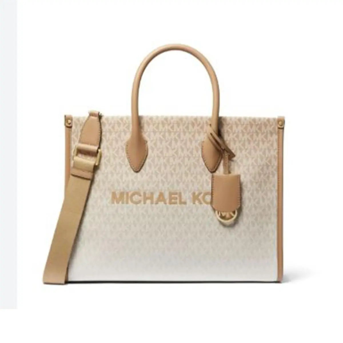 Michael Kors Mirella Medium Ombré Logo Tote Bag Camel 35S4G7ZT2B-222