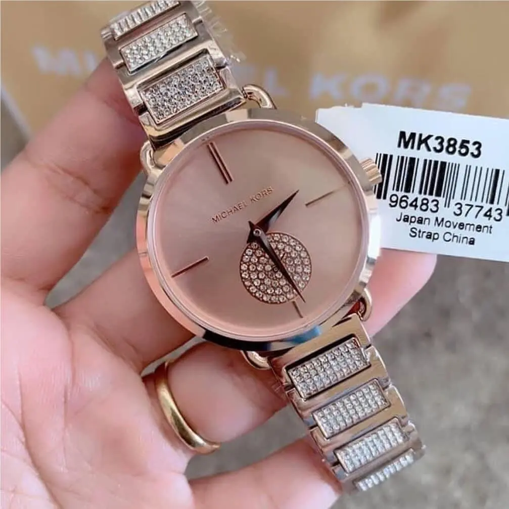 Michael Kors Watch Women`s Wristwatch MK3853 Portia Rose Gold Analogue
