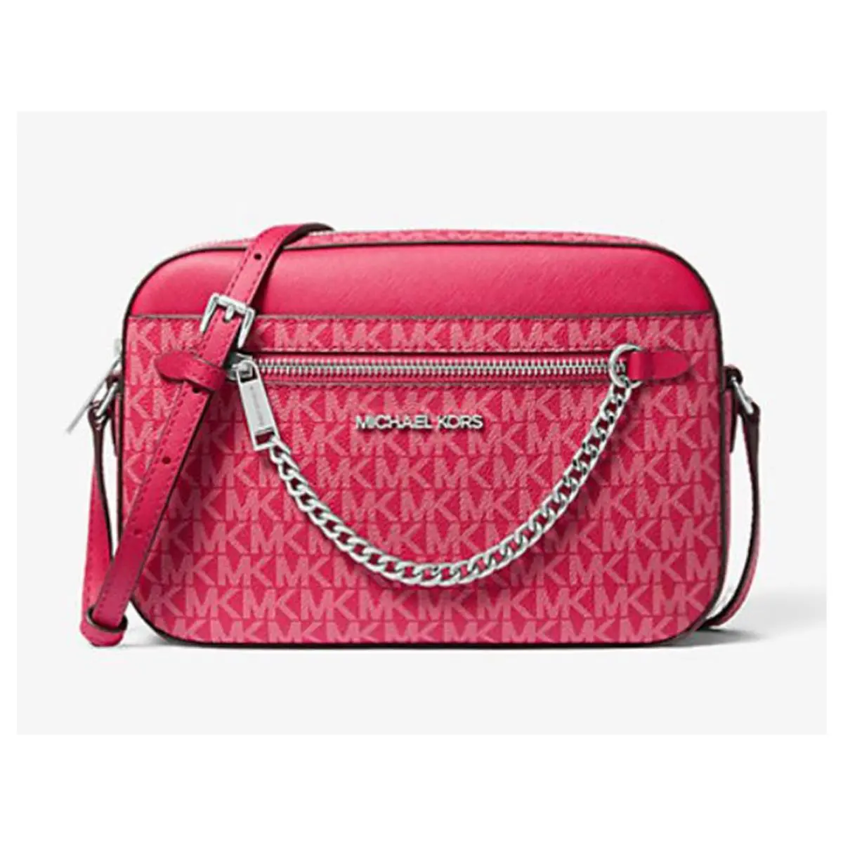 Michael Kors Jet Set Large Signature Logo Crossbody Bag Dark Raspberry 35R5STT