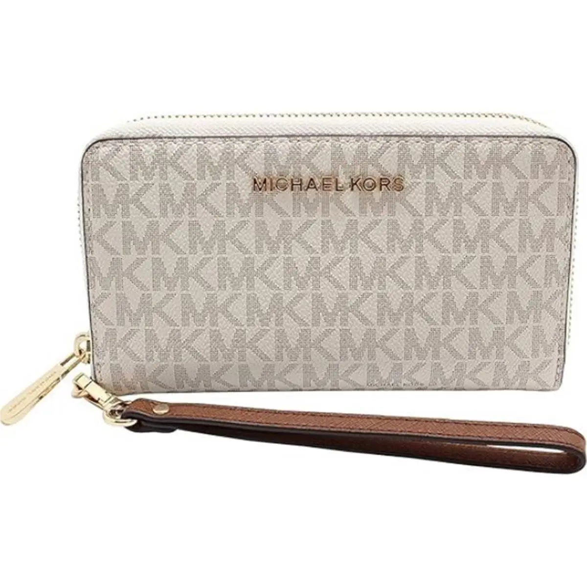 Michael Kors Jet Set Travel Large Flat Multifunction Phone Case Wristlet Vanill