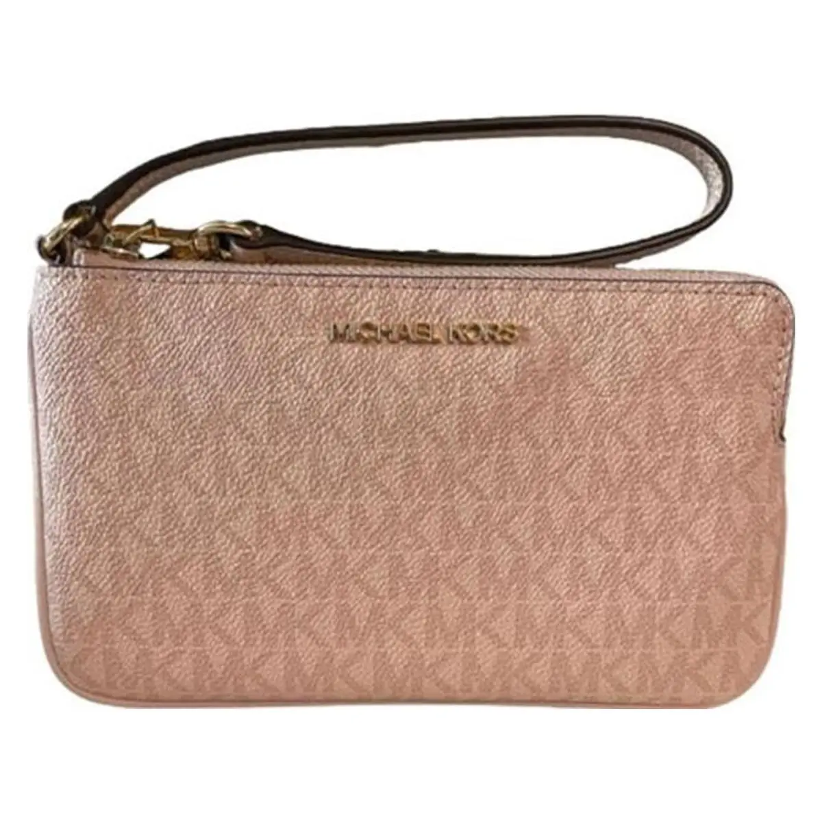 Jet Set Travel Large Top Zip Signature Pvc Wristlet Clutch Dark PO by Michael Kors