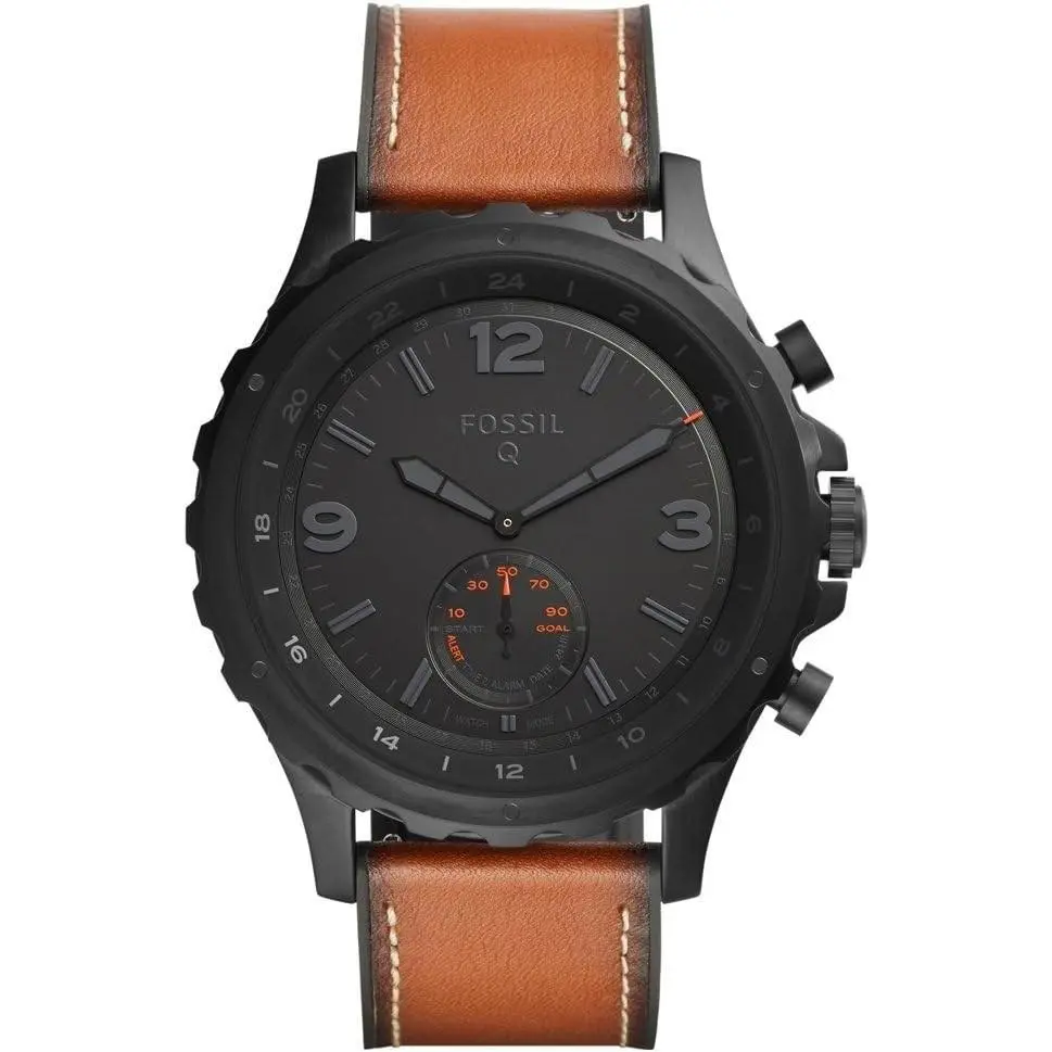 Q Hybrid Smartwatch Nate Dark Brown Leather FTW1114 by Fossil