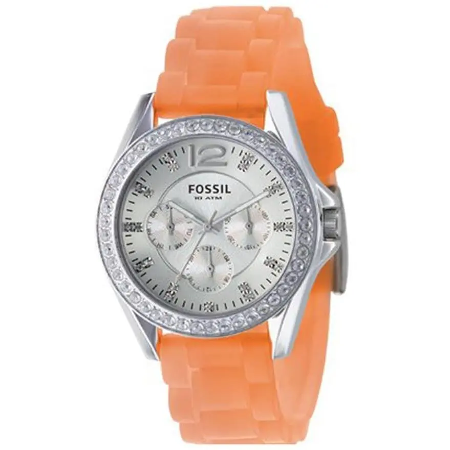 Fossil Orange Women`s Watch with Rhinestone Bezel Model ES2526