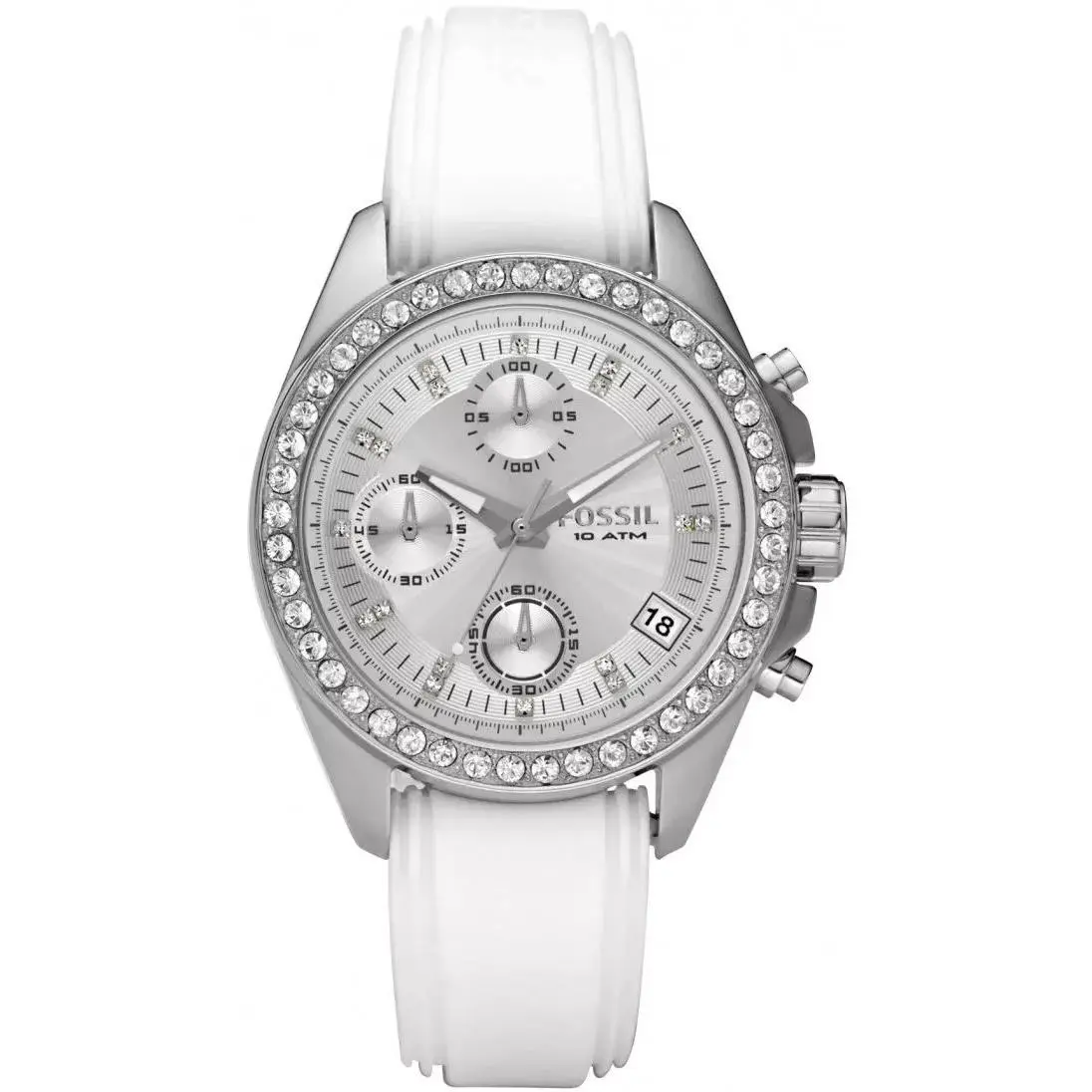 Fossil Women`s Silicone Analog Silver Dial Watch ES2883