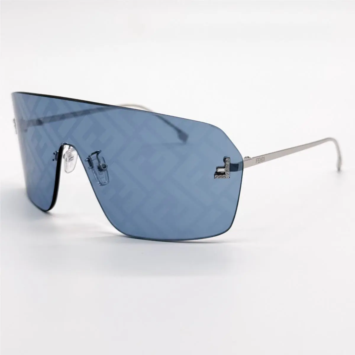 FE4121US 16V Blue Silver Unisex Shield Sunglasses Fendi FE4121US