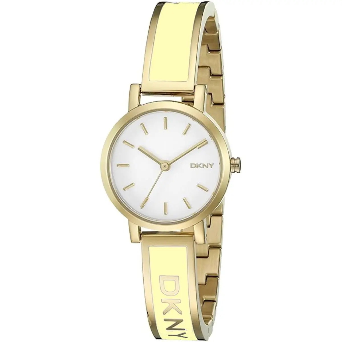 Dkny Soho NY2358 Quartz Ivory Gold Tone Bangle Bracelet Womens Dress Watch