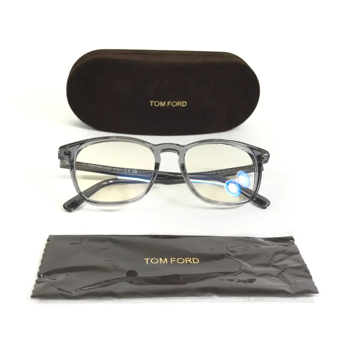Tom Ford Eyeglasses Frames TF5960-B 020 Transparent Gray Full Rim 52-18-145
