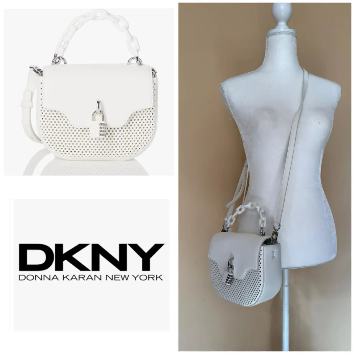 Dkny Tomi Marshmallow Chain Top Handle Crossbody Handbag Bag