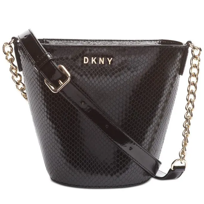 Dkny X3511 Kim Snake-embossed Chain Leather Bucket Bag