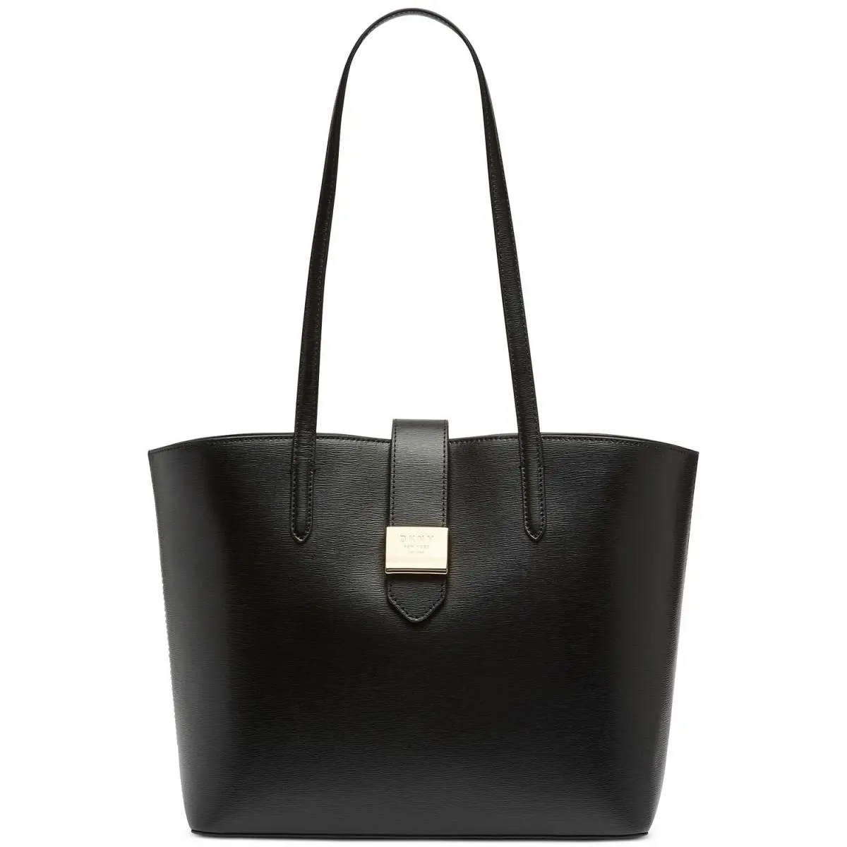 Dkny X3813 Lyla Black Leather Tote Bag Women`s Handbag - Exterior: Black
