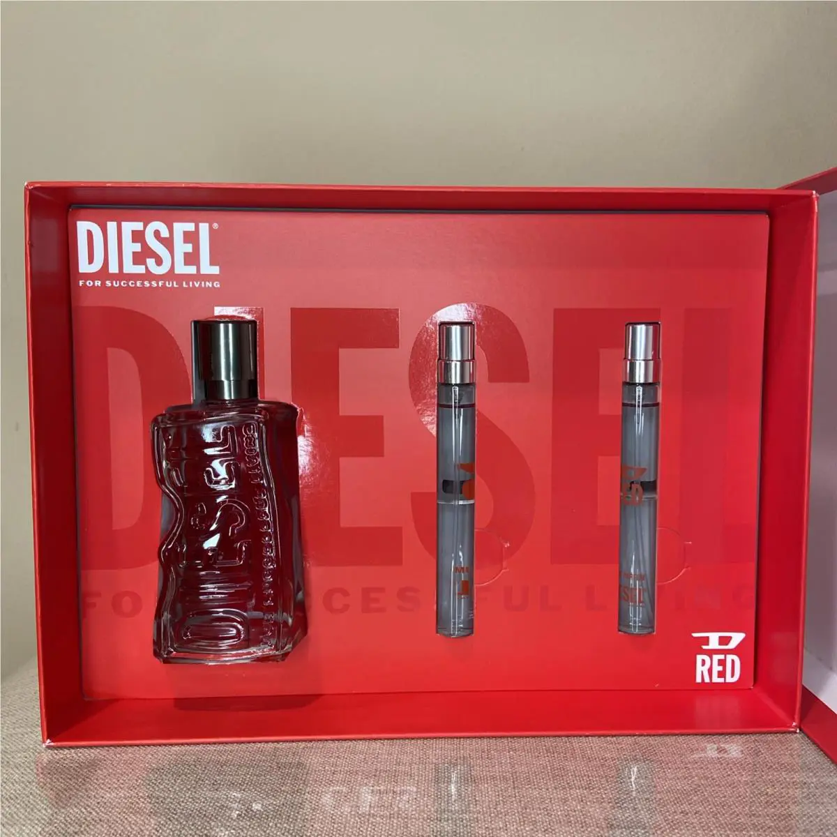 Diesel Men s 3-Pc. D Red Eau de Parfum Boxed Gift Set 3.4fl oz 2-0.3fl oz