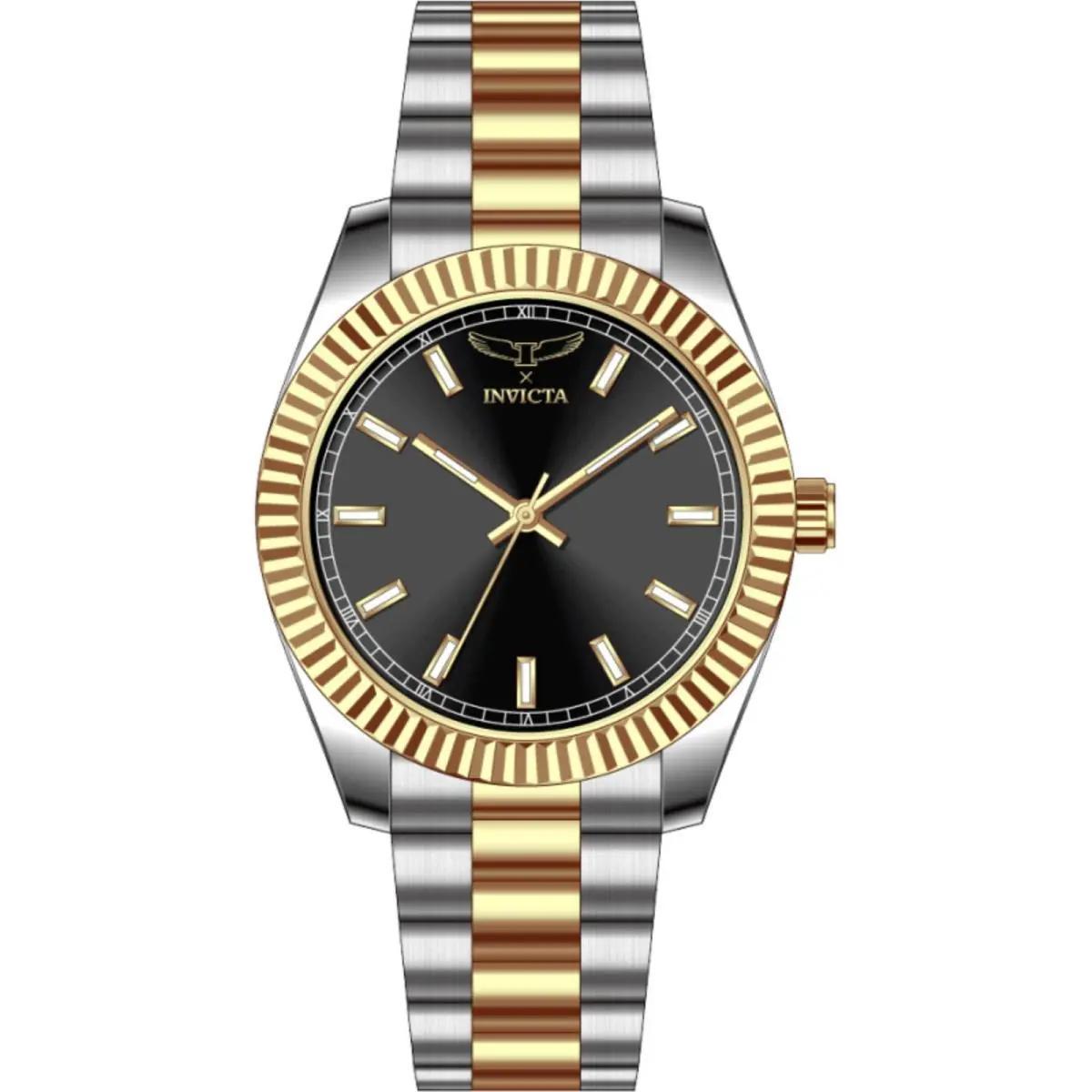 Invicta Men`s Watch Specialty I by Invicta Black Dial Two Tone Bracelet 69011