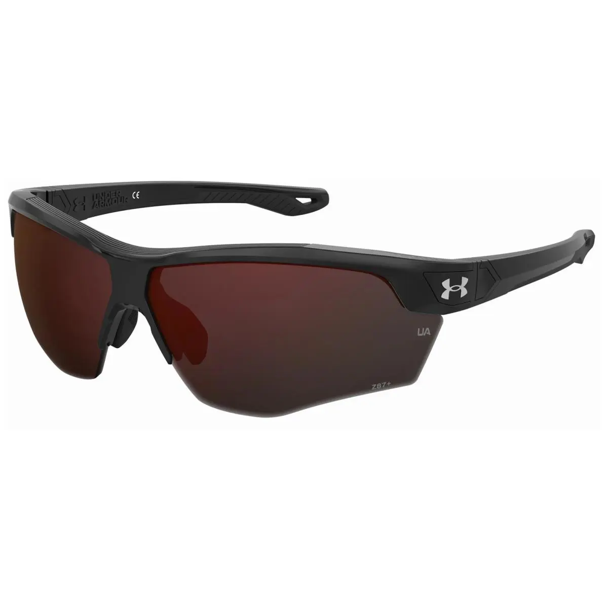 Under Armour UA Yard Dual Ansi Z87+ Black Semi-rimless Wrap Sunglasses OCSA-7F - Frame: Black Palladium, Lens: Grey/Copper Flash