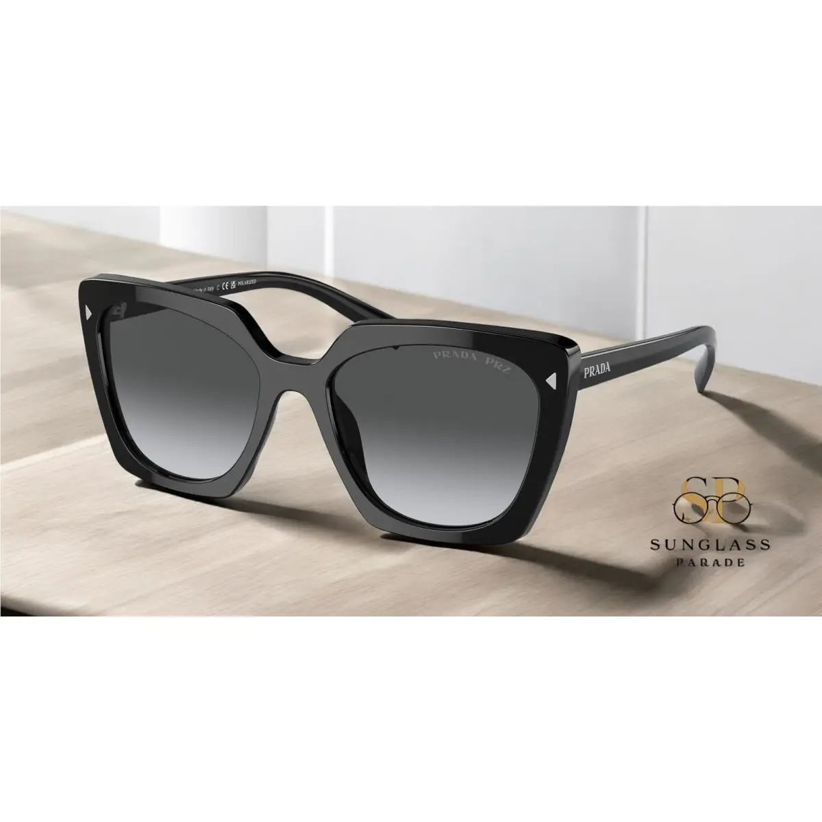 Prada PR 23ZS 1AB5W1 Black Polar Grey Gradient Polarized 54mm Women`s Sunglasses