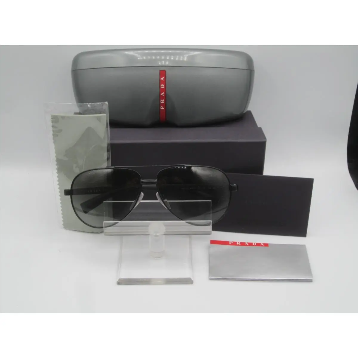 Prada Sps 51N 1BO-3M1 Aviator Sunglasses Black /grey Gradient Lenses Size 63/12