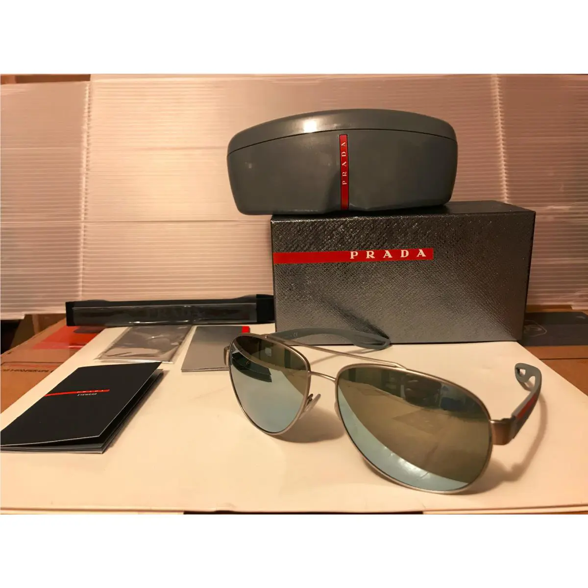 Prada Sport PS55QS QFP-5K2 Sunglasses Silver / Grey Silver Mirror 59mm