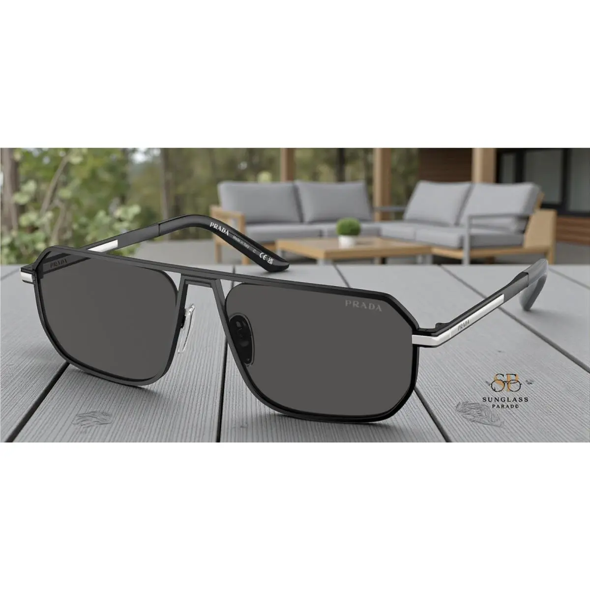 Prada PR A53S 1BO5S0 Matte Black Dark Grey 59 mm Men`s Sunglasses