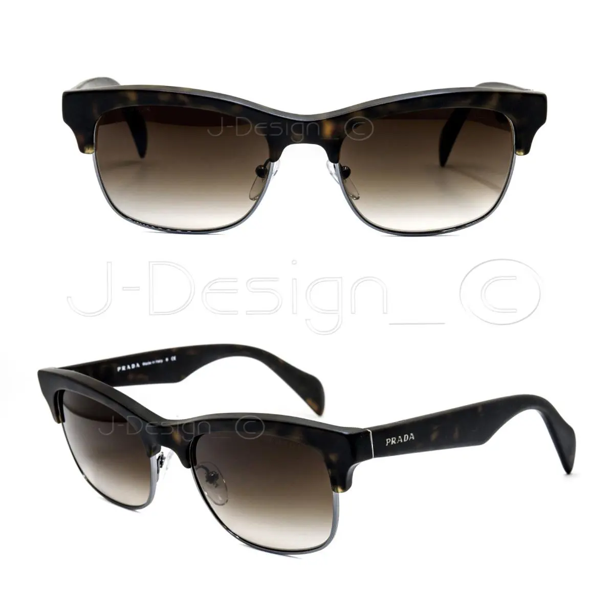 Prada SPR11P HAQ-6S1 Dark Tortoise Size 54/19/145 Gradient Sunglasses Italy - Frame: HAQ-6S1 (Dark Tortoise), Lens: Brown