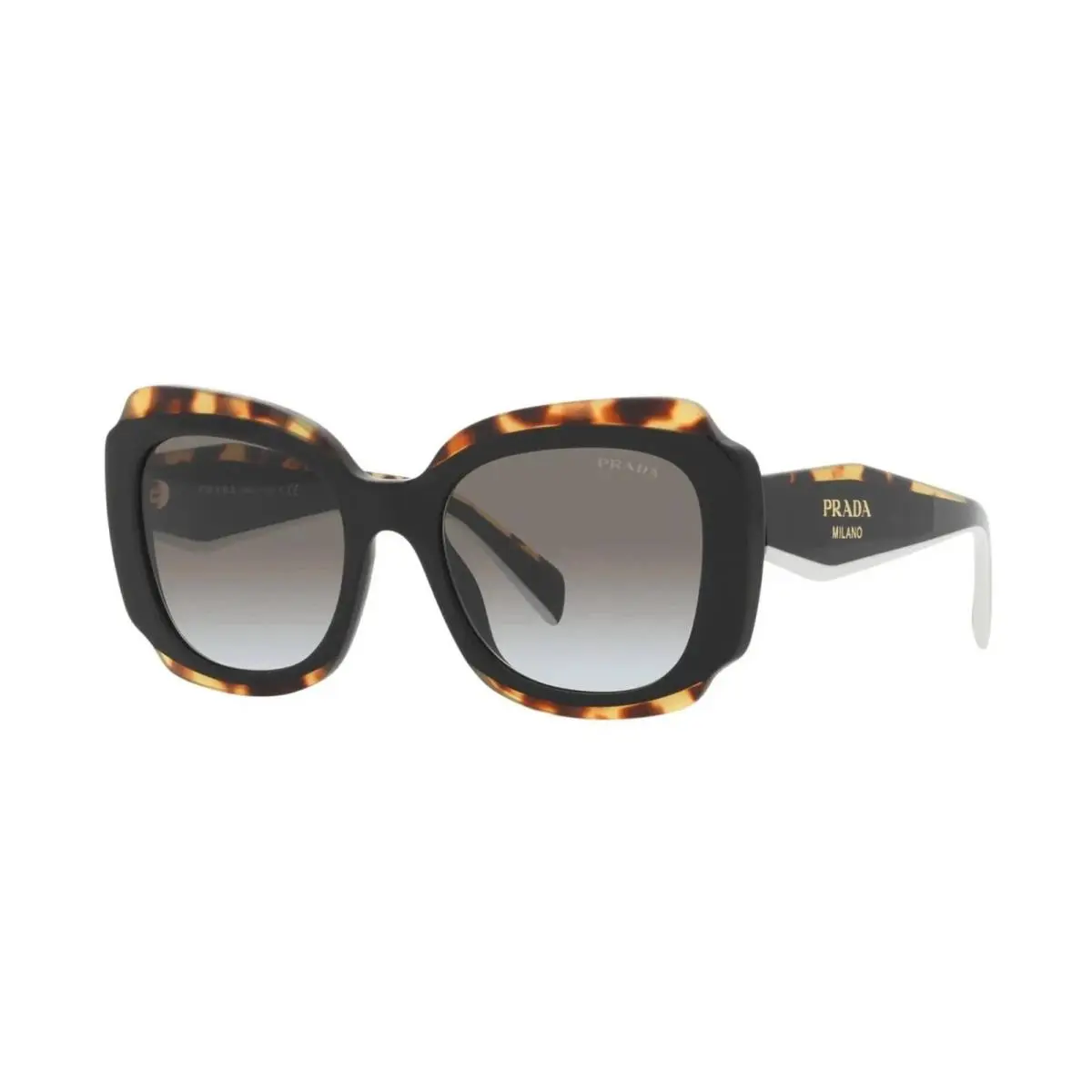 Prada PR16YS 01M0A7 52 Black and Havana/grey Shaded 01M-0A7 Sunglasses