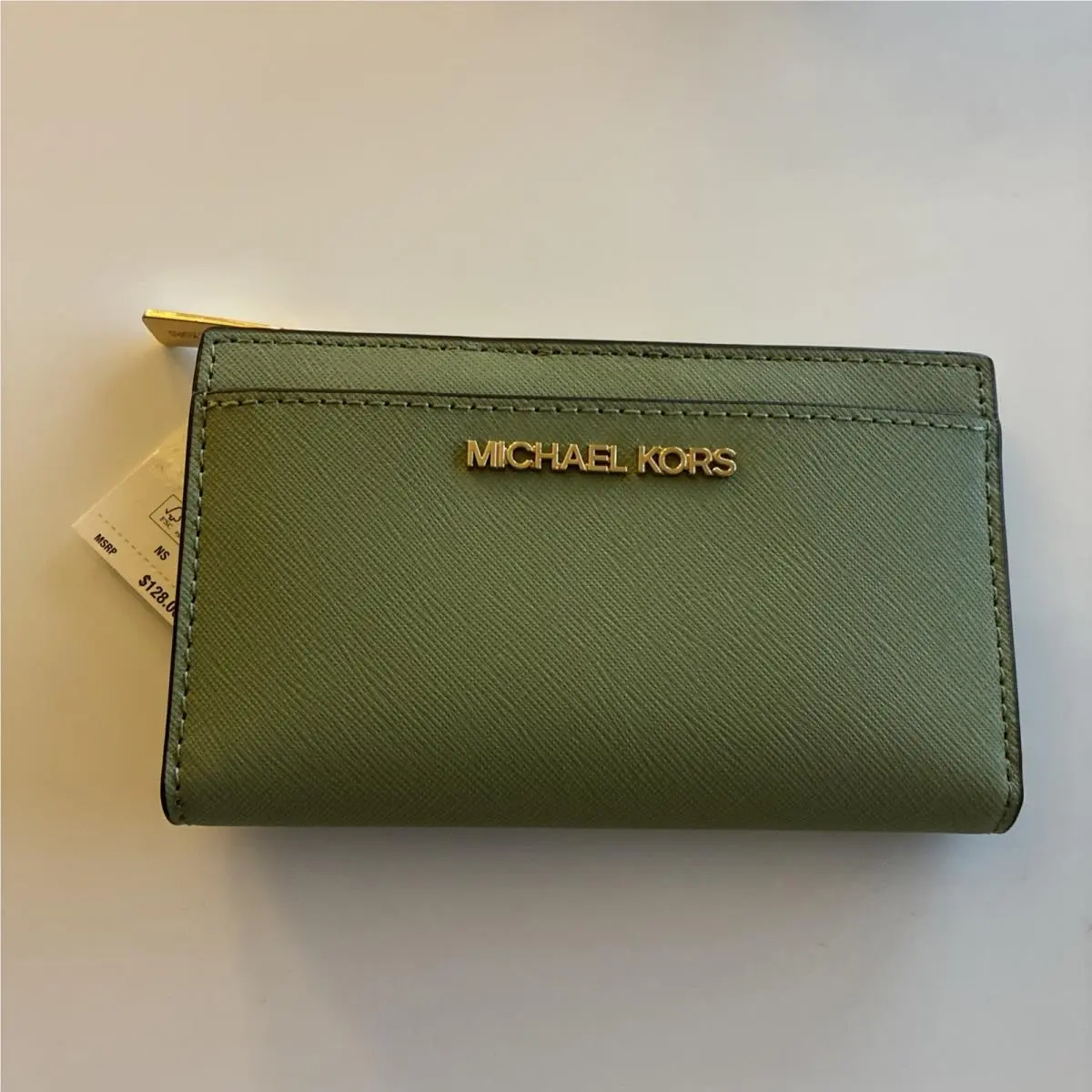 Michael Kors Jet Set Sm Zip Wallet/card Case Light Sage