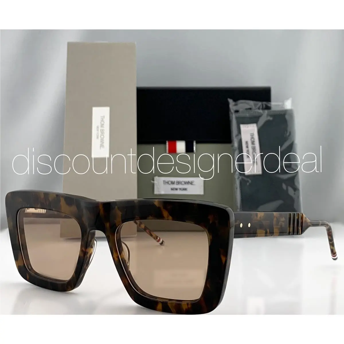 Thom Browne Sunglasses TBS415-52-02 Brown Tortoise Frame Light Brown Lens 52mm