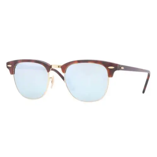 Ray-ban RB3016 Clubmaster Square Sunglasses - Sand Havana / Gold / Light Green - Red Havana/Crystal Green Polarized (990/58), lens__map: Green