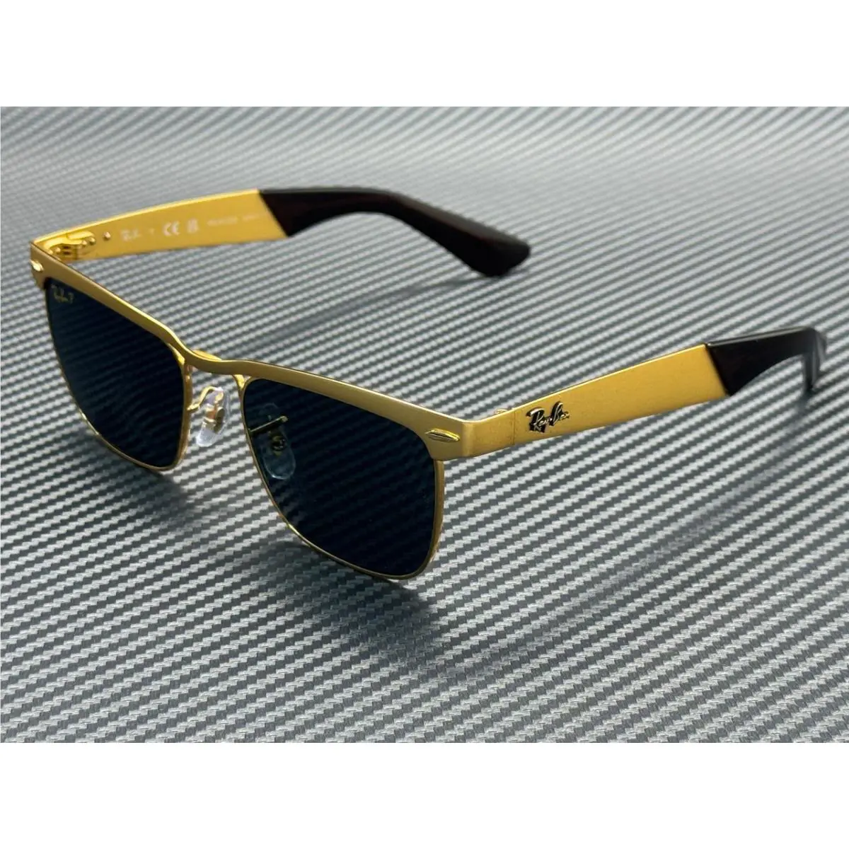 Ray Ban RB3875 92763R Gold Blue Polarized Unisex 56 mm Sunglasses