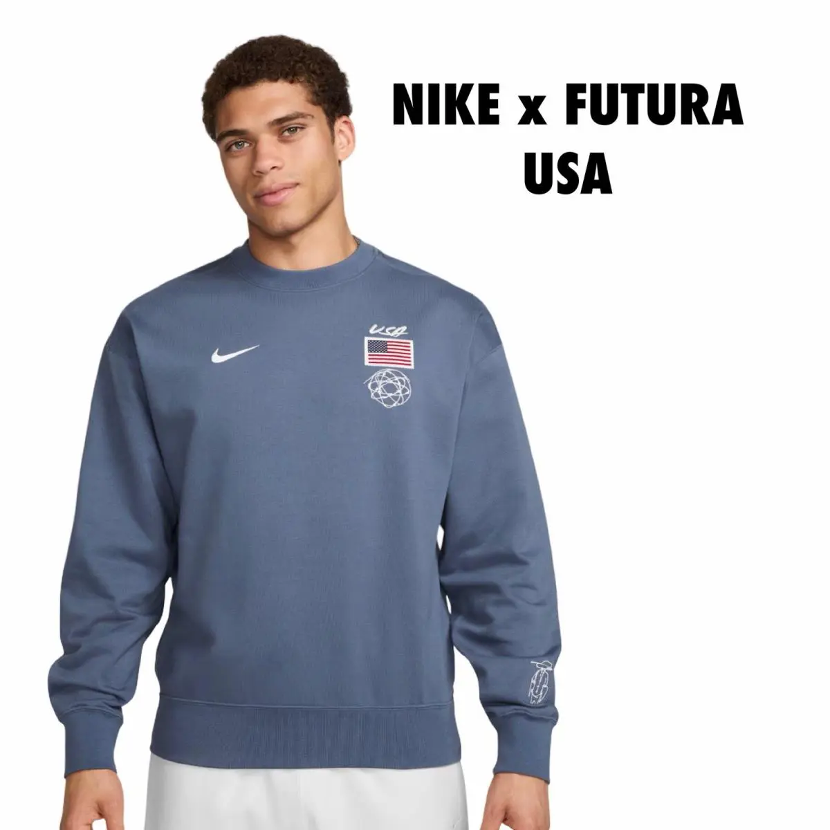 Nike Dri-fit Adv Breaking Crew-neck Usa” Futura FD7665 491 Blue Size Small s - Blue