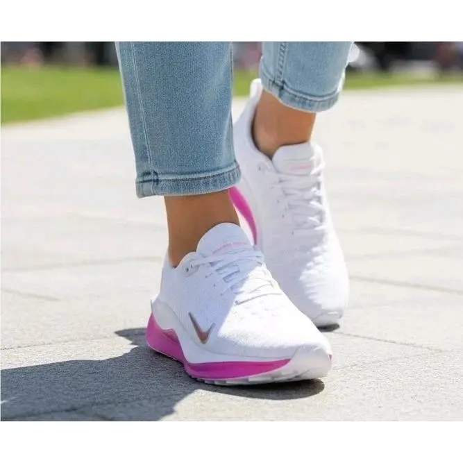 Nike Womens Reactx Infinty Run 4 White/hot Fuchsia Running Shoes Size: 7.5