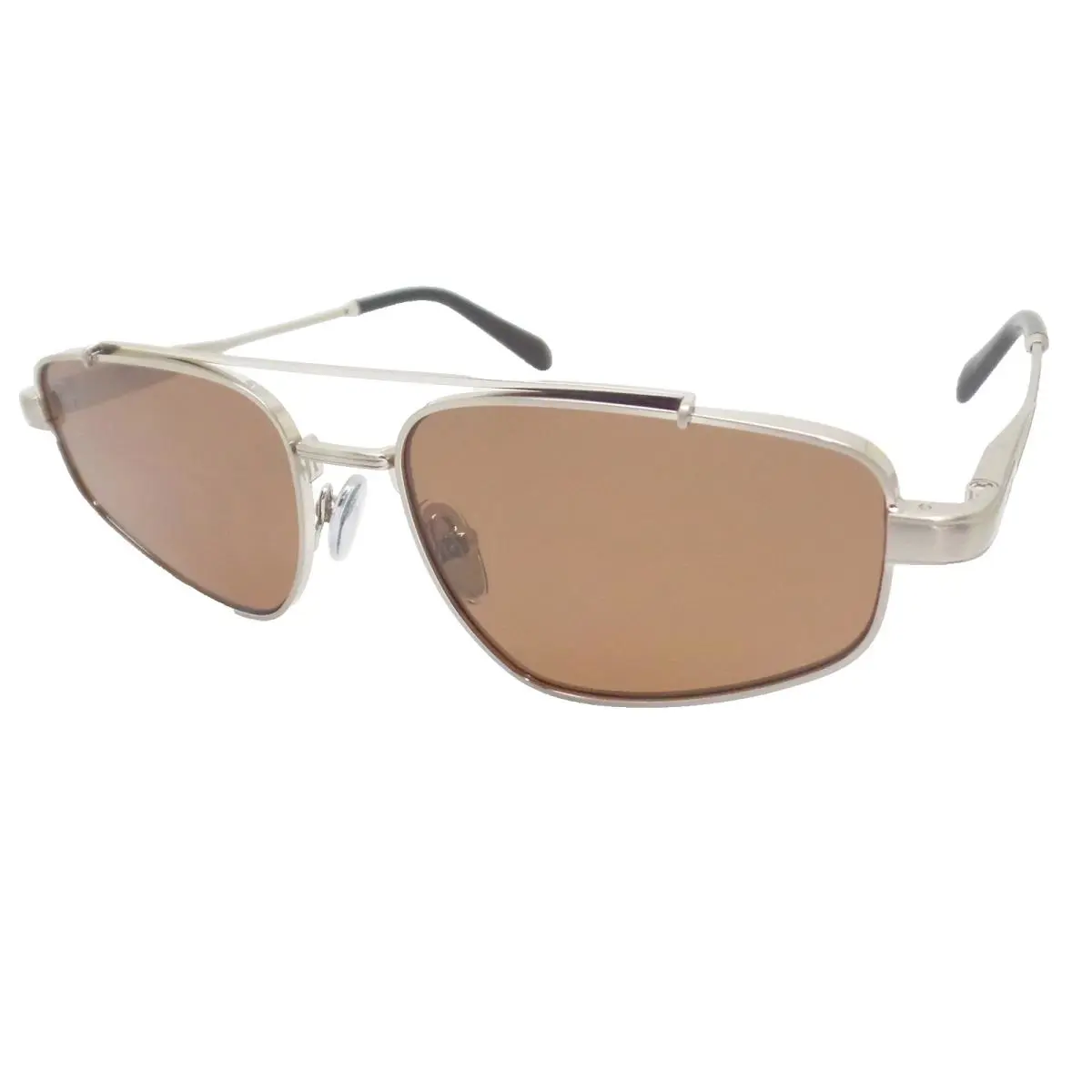 Quay Pit Stop Brushed Silver Brown Sunglasses