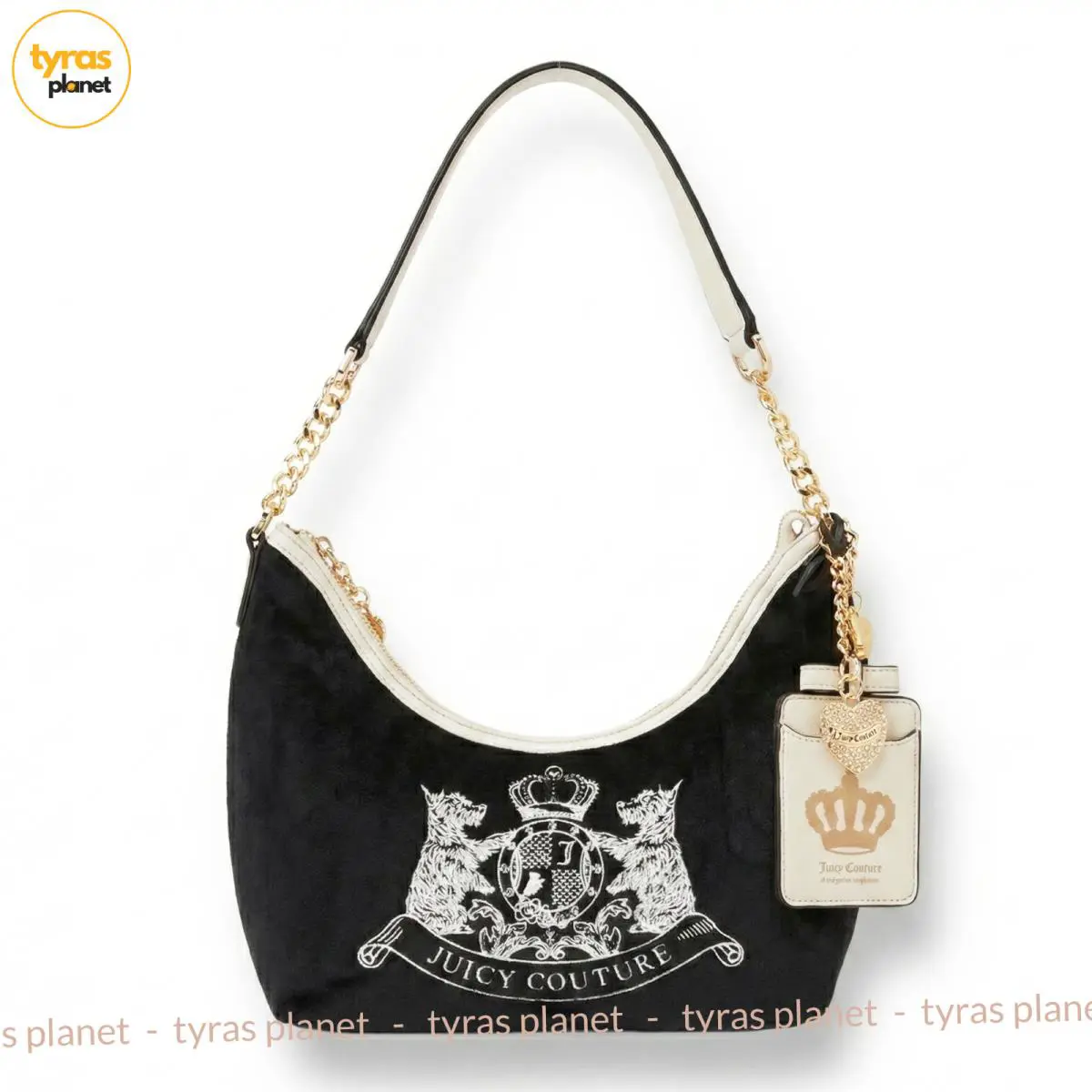 Juicy Couture Classic Scottie Dogs Hobo Liquorice Bag Black White