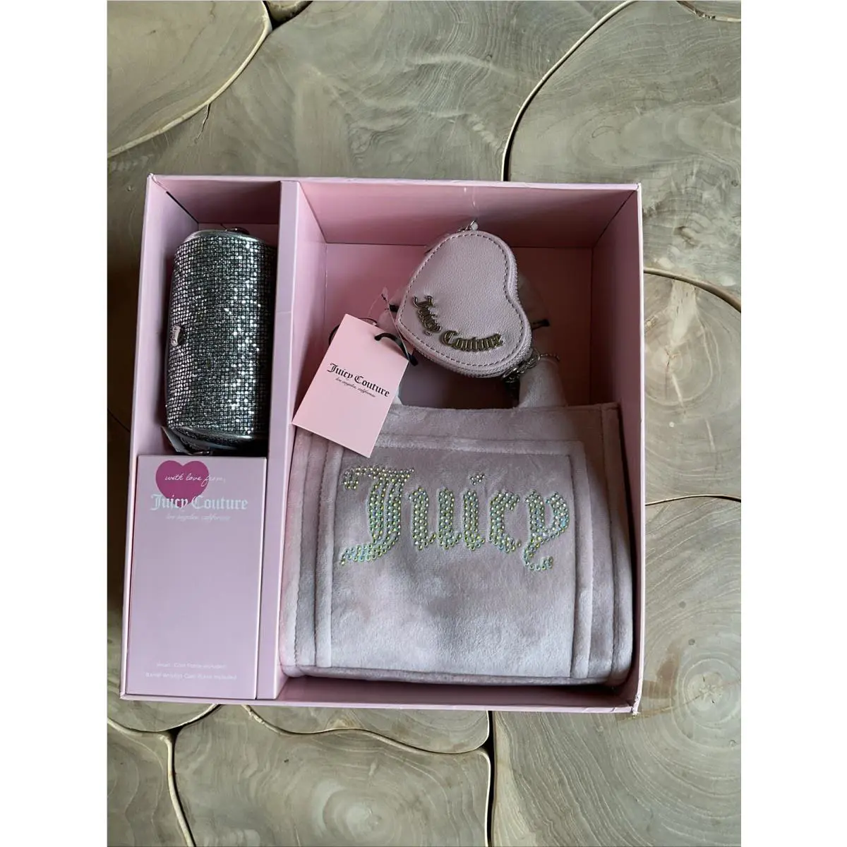 Juicy Couture Big Spender 3 Piece Gift Box Set Dusty Blush Pink Purse Co