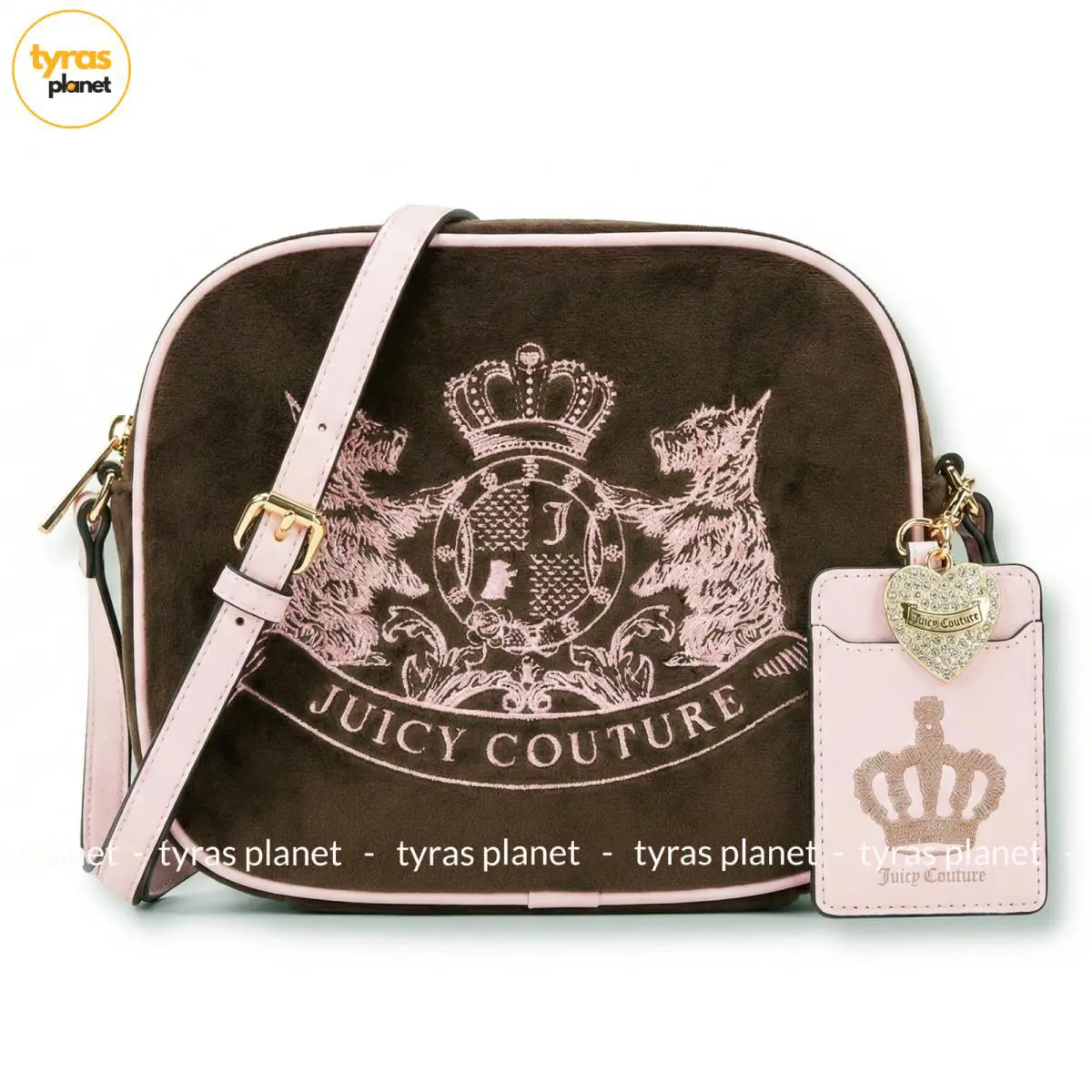 Scottie Dogs Camera Xbody Juicy Couture Crossbody Purse. Brown and Pink