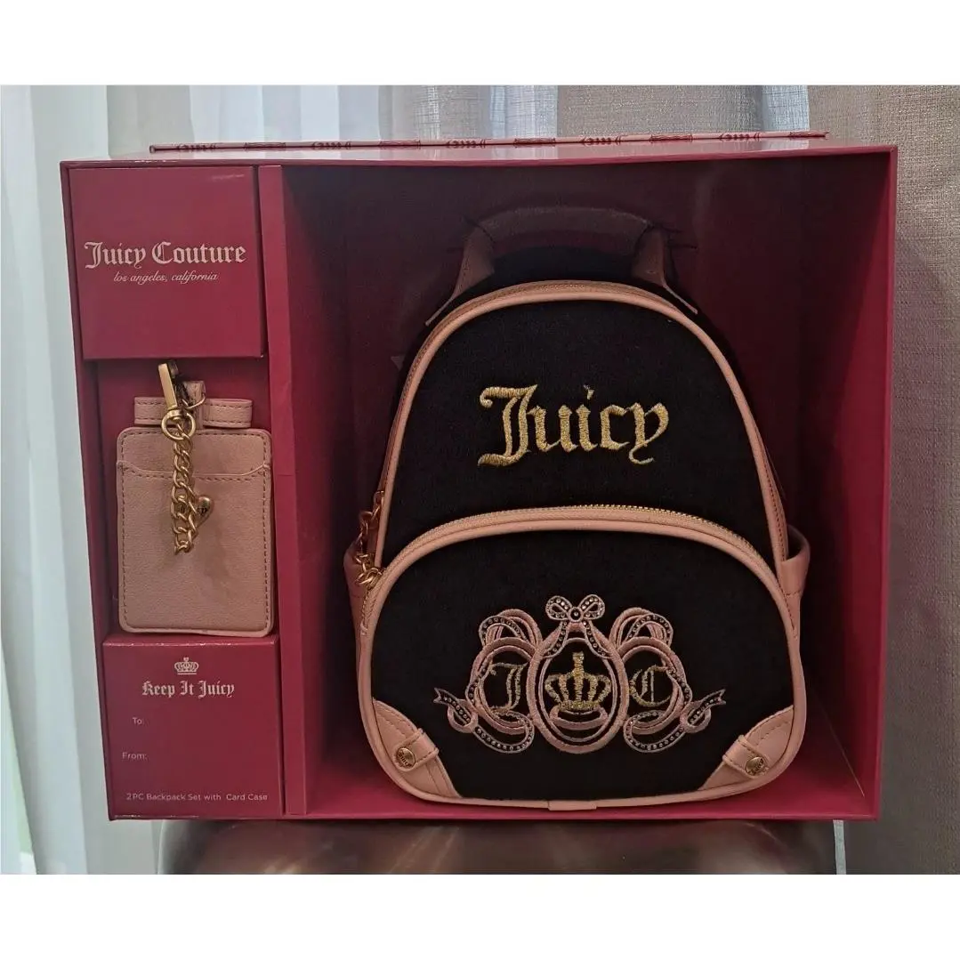 Juicy Couture Heritage Liquorice Mini Backpack Card Case Key Holder