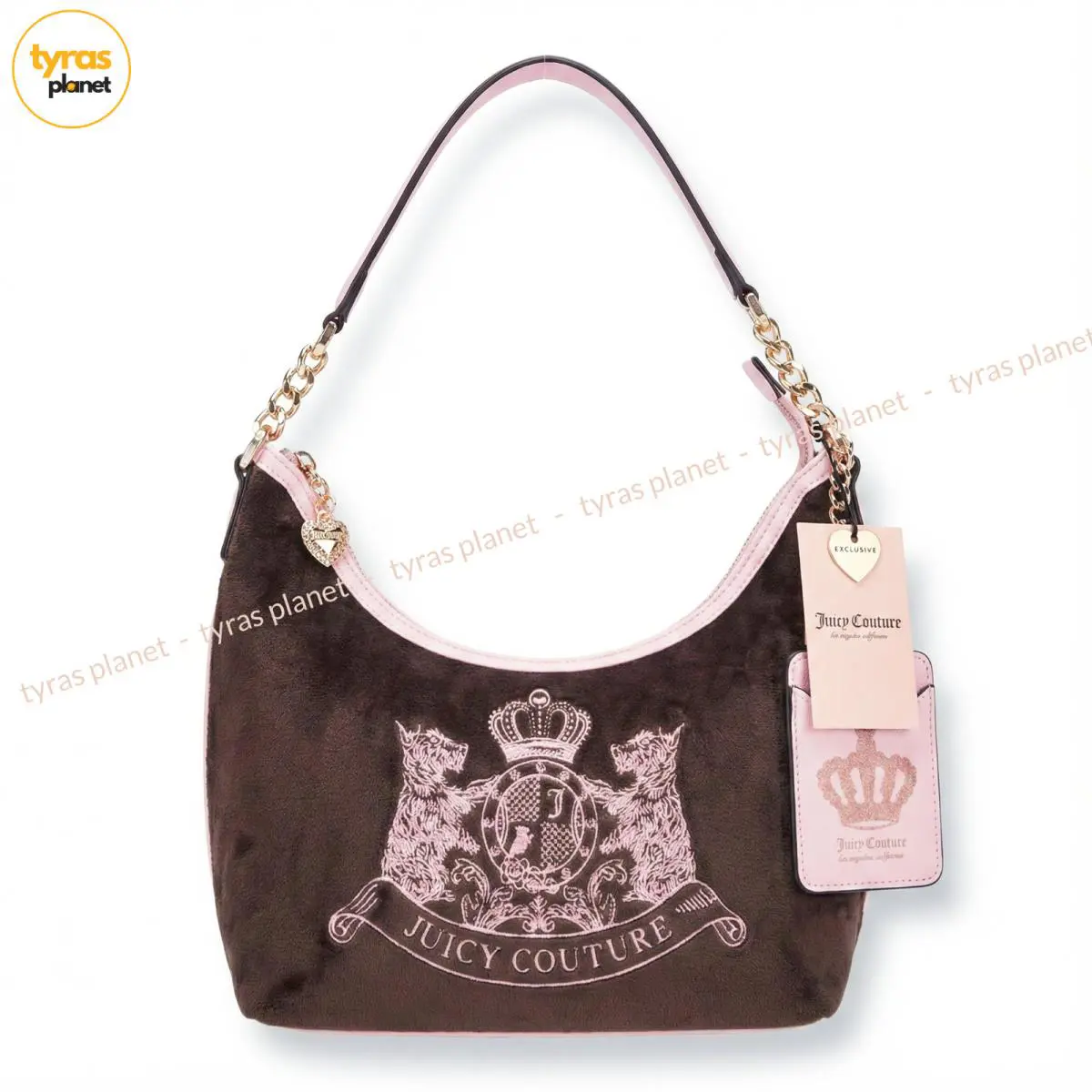 Juicy Couture Classic Scottie Dogs Hobo Shoulder Bag Purse Chocolate Brown