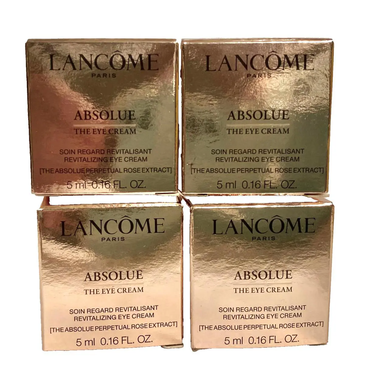 4 x Lancome Absolue The Eye Cream Revitalizing Cream 0.16oz/5 ml Each