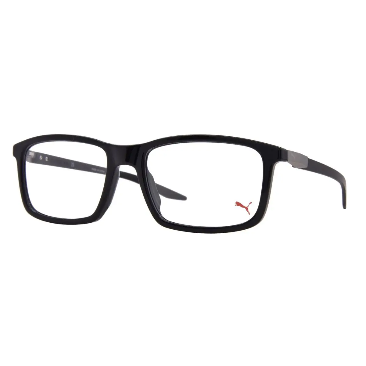 Puma PU0418O 001 Eyeglasses Men`s Black Full Rim Rectangle Shape 55mm