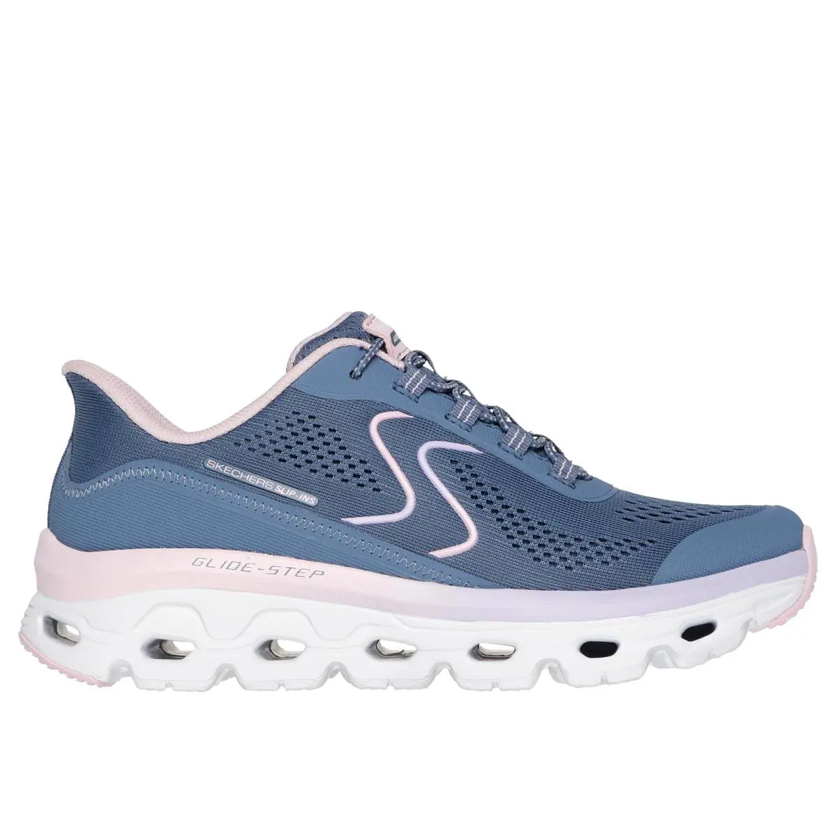Skechers Shoes Women Sport Slip Ins Comfort Casual Glide Step Memory Foam 180272 - Slate / Pink