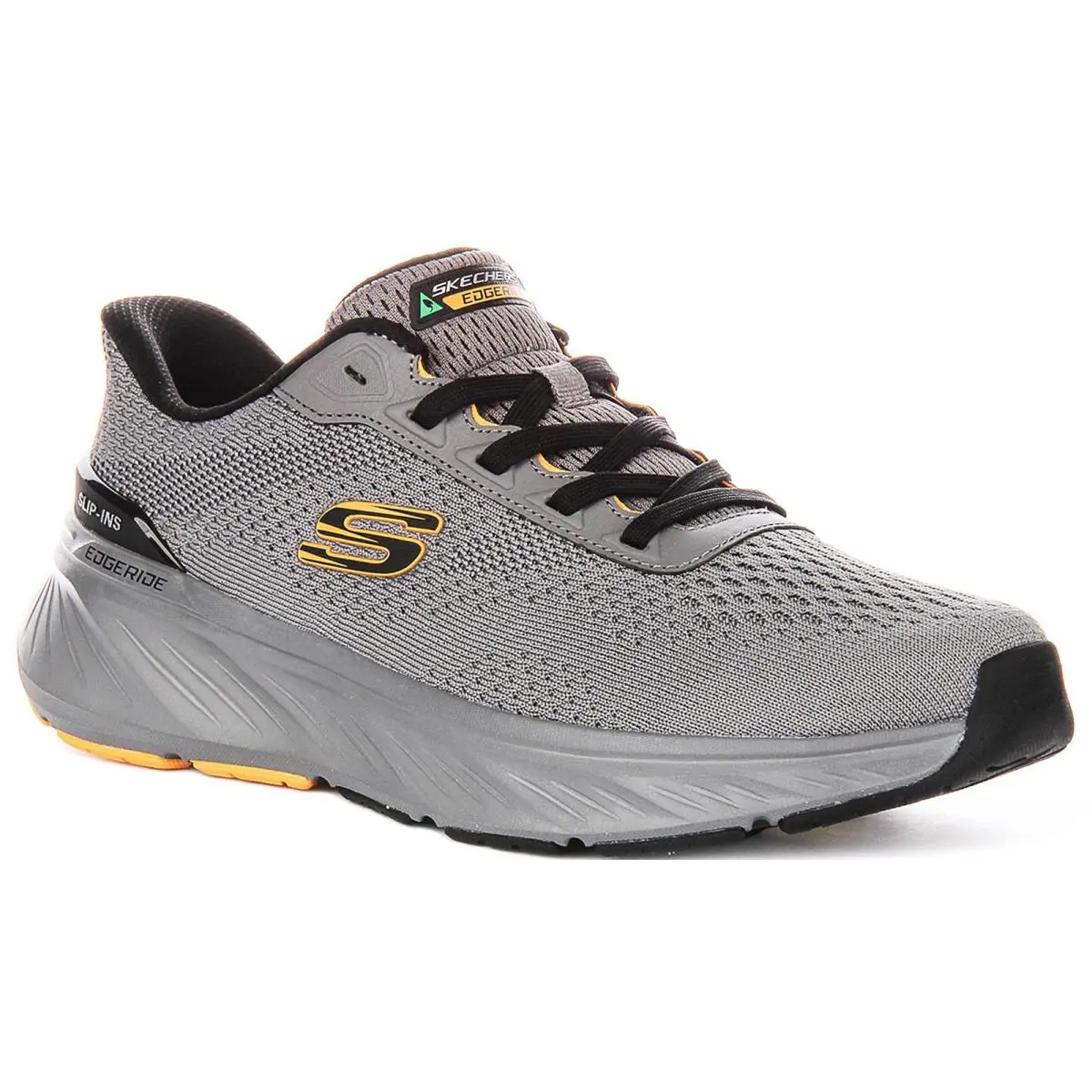 Skechers Edgeride Erlson Vegan Lace Up Mens Trainers In Charcoal US 8 - 13 - Charcoal