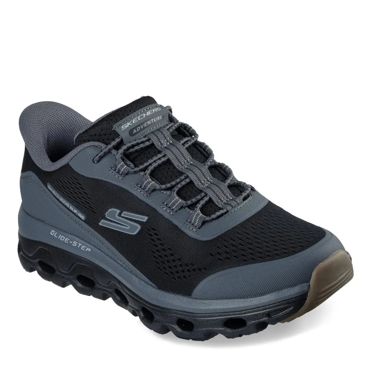 Men`s Skechers Slip-ins: Glide-step Sole - Glover Peak Walking Shoe - Wide Widt - Black Charcoal