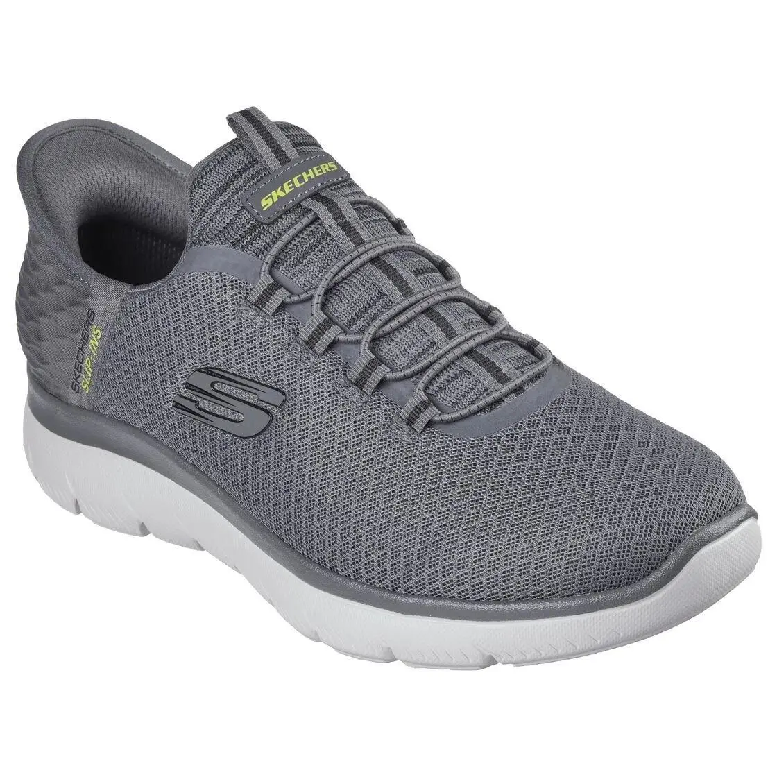 Skechers Men`s Wide Fit Shoes Hand Free Charcoal Comfort Slip in Mesh Air 232457 - Charcoal