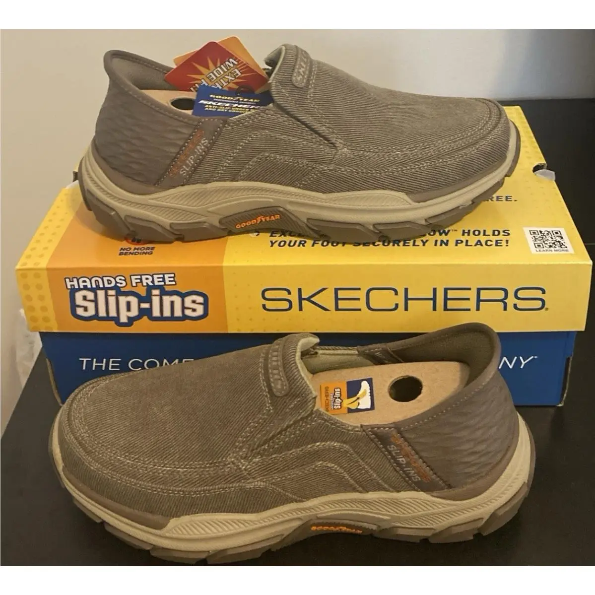 Skechers Slip-ins Respected Holmgren Shoes Mens Sz 7.5 Taupe Slip On Hands Free