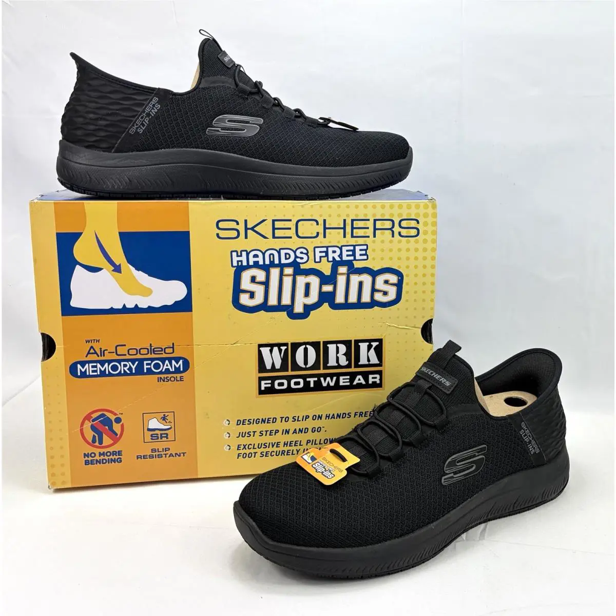 Skechers Work Slip-in Slip Resistant Summits Colsin 200205 Black Sz Men`s 11 - Black