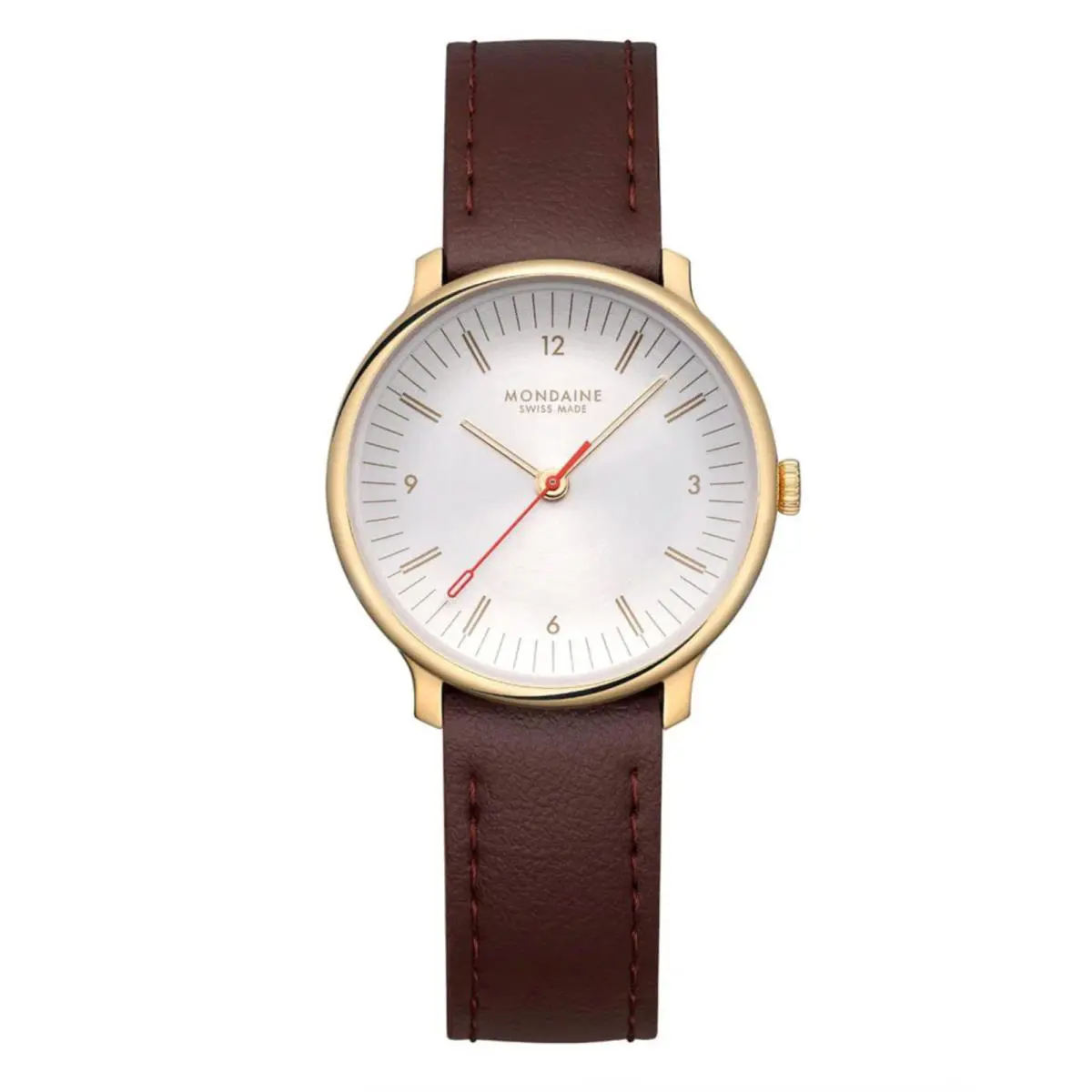 MLE.33110.LGV Doppio 33mm Gold Plated Steel Leather Quartz Wrist Watch by Mondaine