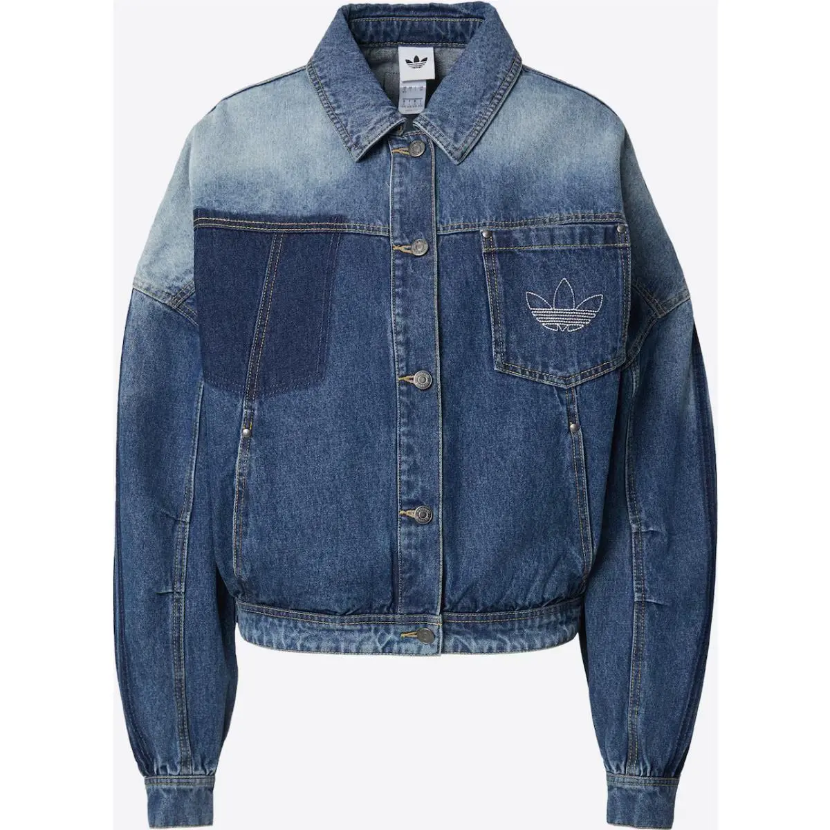 Adidas Originals Premium Retro Oversized Top Medium Blue Denim Jacket Women Size