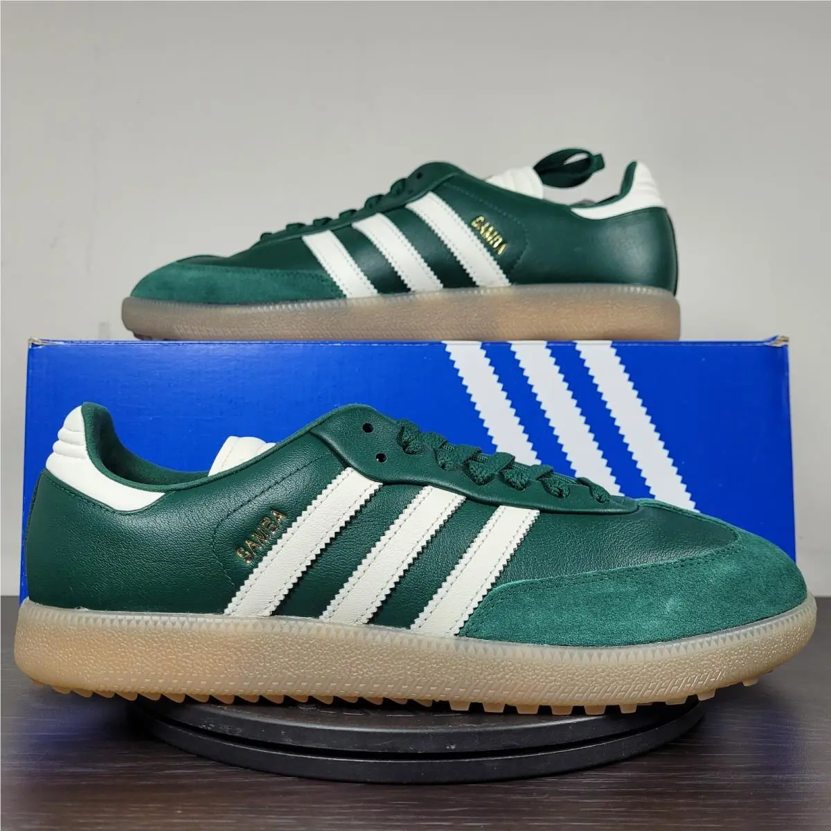 Adidas Samba Golf Shoes Collegiate Green White Gum Suede JP8652 Men`s Sz 12