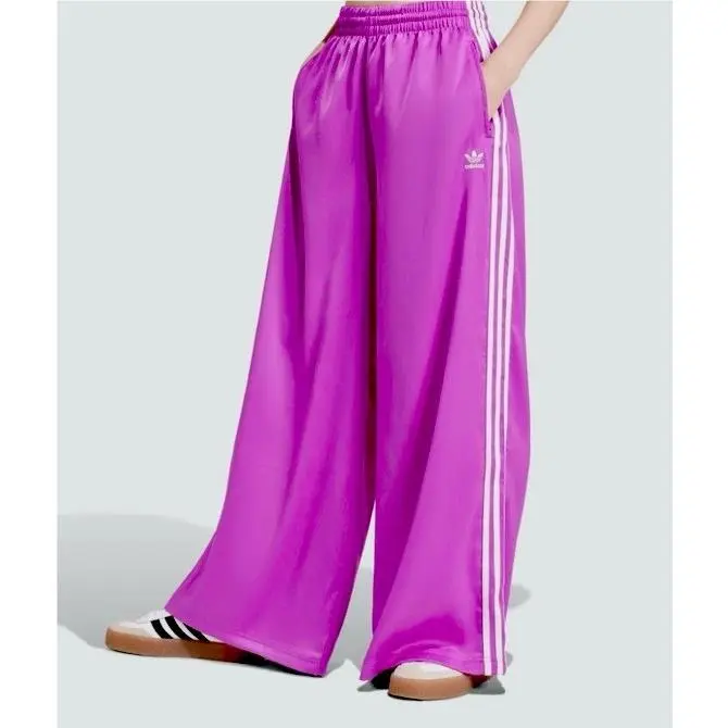 Adidas Originals Adicolor Satin Wide Leg Track Pants Purple Burst Women’s Sz 0